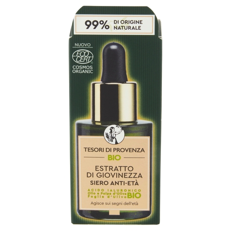 Tesori di Provenza Siero Bio Estratto di Giovinezza, Anti-età e Rimpolpante, 30 ml